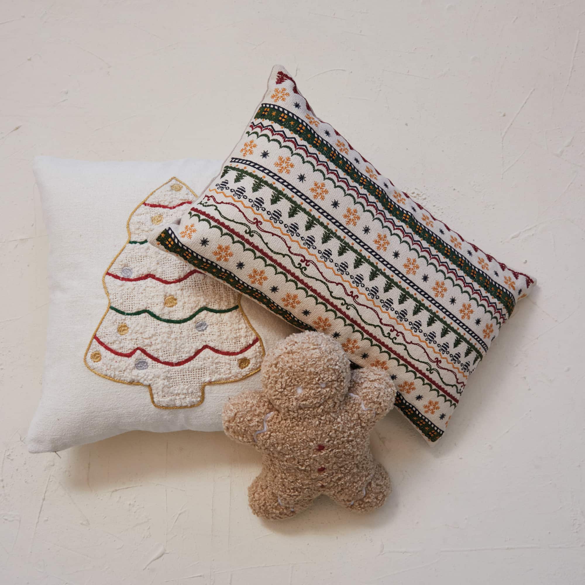 Hello Honey® 14.5" Brown Fabric Bouclé Gingerbread Man Shaped Pillow